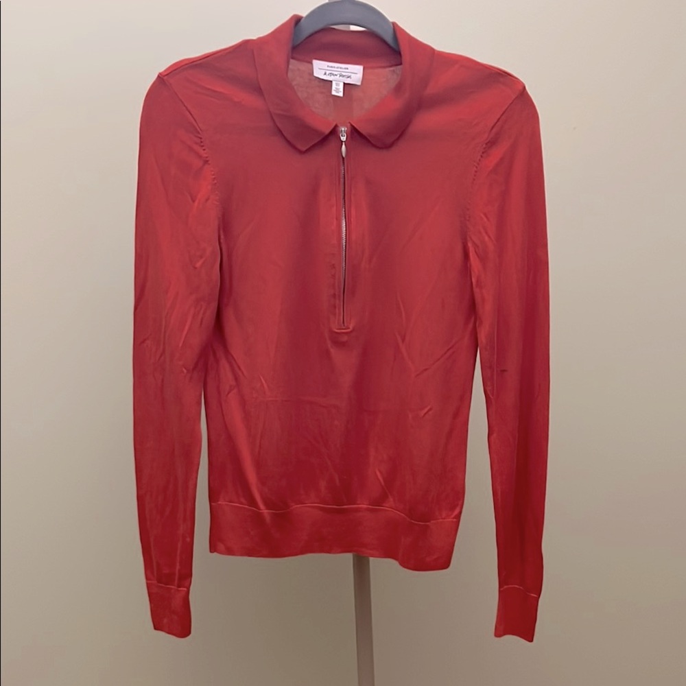{{& Other Stories}} Orange Knit Polo Top